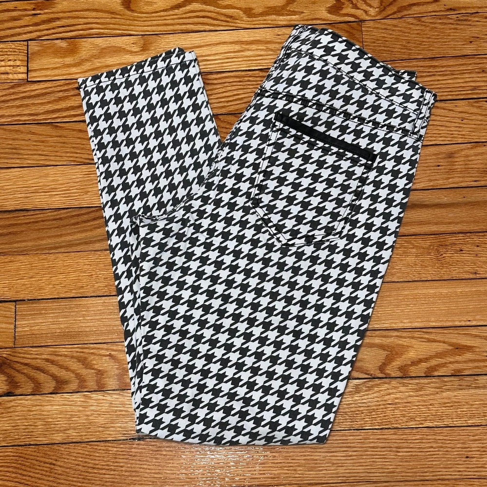 Allen B. by Allen Schwartz Houndstooth Cigarette Ankle Pants Black White Size 10